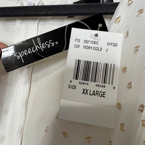 Speechless Ivory Metallic Gold Dot Mini Dress Size XXL - Picture 4 of 10